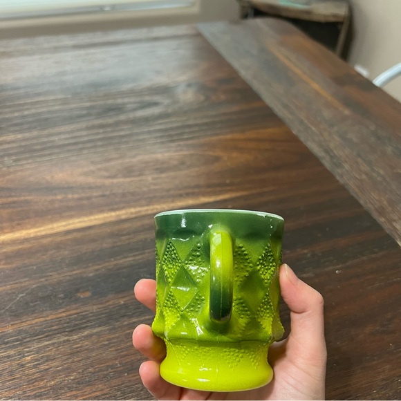 Anchor Hocking Kimberly Diamond green ombré mug dark light MCM Vintage fire king - Picture 7 of 7
